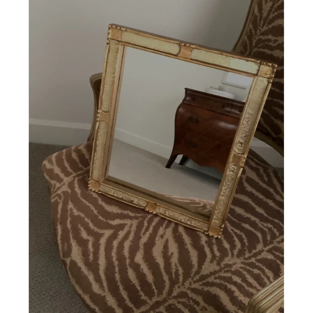 Ornate Gold Gilted Frame With Etched Glass Border. 16x13x1  Baroque Inspired Vtg
